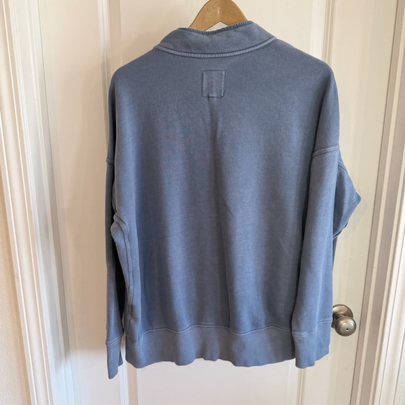 Aerie Cozy Hoodie Womens Large Dusty Blue Partial Button Oversized Boho Pockets - Picture 11 of 11